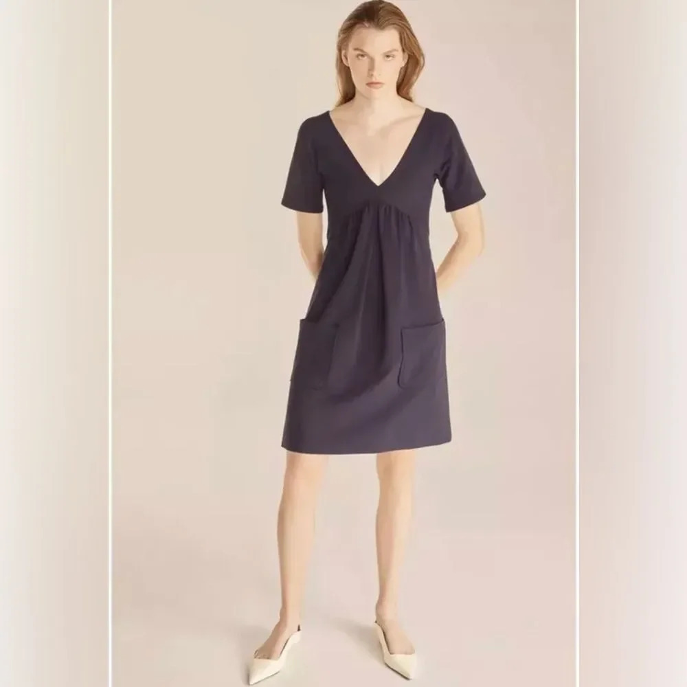 Rebecca Taylor Extra Small Short Sleeve Shift Dress With Pockets In Navy